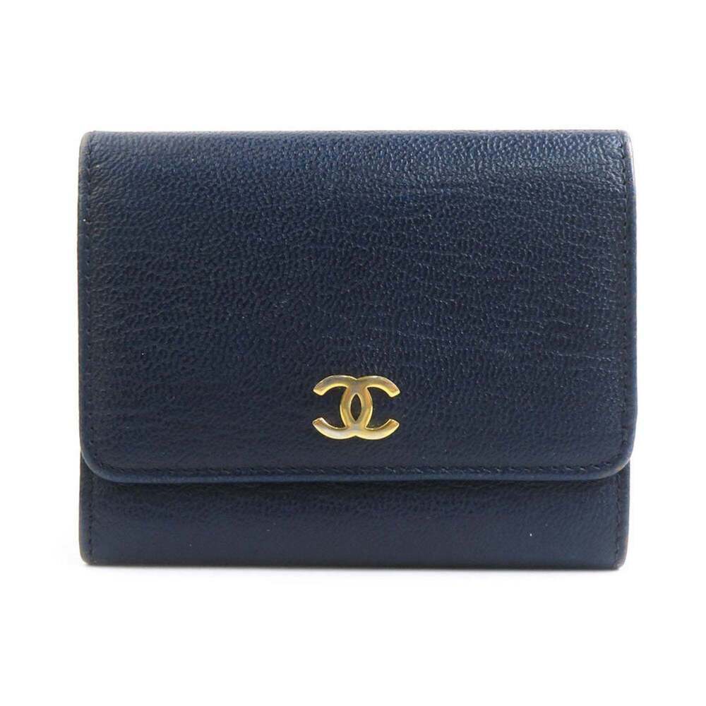 CHANEL Authentic Blue Leather Wallet